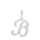10kt White Gold Diamond Initial & Letter Pendant - Personalized Elegance in Every Sparkle Top view from the 10Kt White Gold Womens Round Diamond B Initial Letter Pendant 1 5 Cttwpin216337 collection by Splendid Jewellery