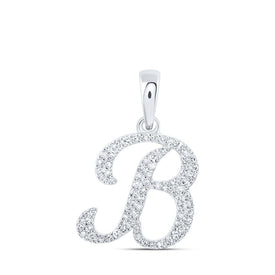 10kt White Gold Diamond Initial & Letter Pendant - Personalized Elegance in Every Sparkle Top view from the 10Kt White Gold Womens Round Diamond B Initial Letter Pendant 1 5 Cttwpin216337 collection by Splendid Jewellery
