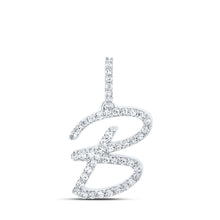 Load image into Gallery viewer, Bespoke Brilliance: 10kt White Gold Diamond B Initial Pendant Top view from the 10Kt White Gold Womens Round Diamond B Initial Letter Pendant 1 5 Cttwpin219616 collection by Splendid Jewellery