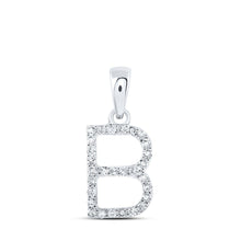 Load image into Gallery viewer, 10kt White Gold Sparkling Diamond Initial Pendant Top view from the 10Kt White Gold Womens Round Diamond B Initial Letter Pendant 1 8 Cttwpin216180 collection by Splendid Jewellery