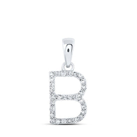 10kt White Gold Sparkling Diamond Initial Pendant Top view from the 10Kt White Gold Womens Round Diamond B Initial Letter Pendant 1 8 Cttwpin216180 collection by Splendid Jewellery