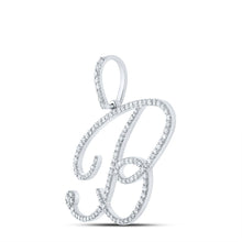 Load image into Gallery viewer, Splendid Jewellery 10kt White Gold B Initial Diamond Pendant: A Mesmerizing Symbol of Individuality and Elegance Side view from the 10Kt White Gold Womens Round Diamond B Initial Letter Pendant 3 4 Cttwpin212698 collection by Splendid Jewellery