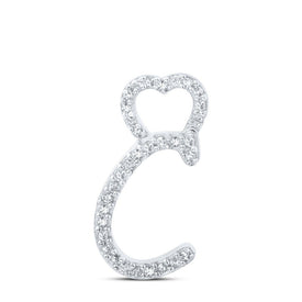 Elegant Diamond Heart Initial Pendant | 10kt White Gold Womens Round Diamond C Heart Letter Pendant 1/10 Cttw | Splendid Jewellery Top view from the 10Kt White Gold Womens Round Diamond C Heart Letter Pendant 1 10 Cttwpin213364 collection by Splendid Jewellery