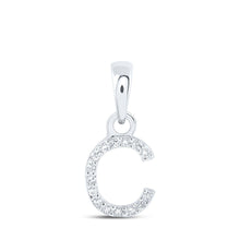 Load image into Gallery viewer, Elegant White Gold Diamond Initial Pendant - Personalized Letter Necklace Top view from the 10Kt White Gold Womens Round Diamond C Initial Letter Pendant 03 Cttwpin216936 collection by Splendid Jewellery