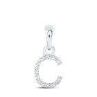 Elegant White Gold Diamond Initial Pendant - Personalized Letter Necklace Top view from the 10Kt White Gold Womens Round Diamond C Initial Letter Pendant 03 Cttwpin216936 collection by Splendid Jewellery