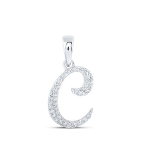 Captivating C Initial Diamond Pendant in 10kt White Gold Top view from the 10Kt White Gold Womens Round Diamond C Initial Letter Pendant 1 10 Cttwpin216338 collection by Splendid Jewellery