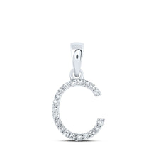 Load image into Gallery viewer, Delicate Elegance: 10kt White Gold Diamond Initial Pendant Top view from the 10Kt White Gold Womens Round Diamond C Initial Letter Pendant 1 12 Cttwpin216185 collection by Splendid Jewellery