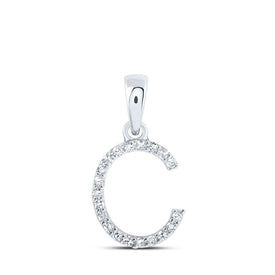 Delicate Elegance: 10kt White Gold Diamond Initial Pendant Top view from the 10Kt White Gold Womens Round Diamond C Initial Letter Pendant 1 12 Cttwpin216185 collection by Splendid Jewellery