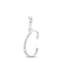 Load image into Gallery viewer, C Initial Diamond Initial Pendant | 10kt White Gold Womens Round Diamond C Initial Letter Pendant 1/20 Cttw | Splendid Jewellery Top view from the 10Kt White Gold Womens Round Diamond C Initial Letter Pendant 1 20 Cttwpin216838 collection by Splendid Jewellery