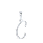 C Initial Diamond Initial Pendant | 10kt White Gold Womens Round Diamond C Initial Letter Pendant 1/20 Cttw | Splendid Jewellery Top view from the 10Kt White Gold Womens Round Diamond C Initial Letter Pendant 1 20 Cttwpin216838 collection by Splendid Jewellery