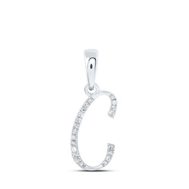 C Initial Diamond Initial Pendant | 10kt White Gold Womens Round Diamond C Initial Letter Pendant 1/20 Cttw | Splendid Jewellery Top view from the 10Kt White Gold Womens Round Diamond C Initial Letter Pendant 1 20 Cttwpin216838 collection by Splendid Jewellery
