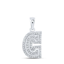 Load image into Gallery viewer, Captivating Diamond Initial Necklace in 10kt White Gold with Round Diamond Accent Top view from the 10Kt White Gold Womens Round Diamond C Initial Letter Pendant 1 5 Cttwpin216080 collection by Splendid Jewellery