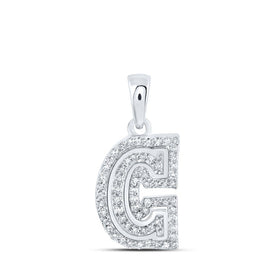 Captivating Diamond Initial Necklace in 10kt White Gold with Round Diamond Accent Top view from the 10Kt White Gold Womens Round Diamond C Initial Letter Pendant 1 5 Cttwpin216080 collection by Splendid Jewellery
