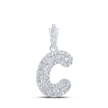 Load image into Gallery viewer, Captivating Diamond Initial Pendant in 10kt White Gold Top view from the 10Kt White Gold Womens Round Diamond C Initial Letter Pendant 1 6 Cttwpin216500 collection by Splendid Jewellery