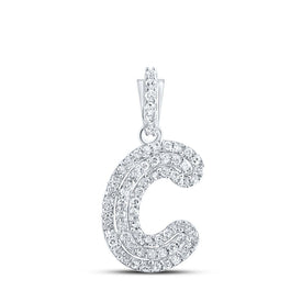 Captivating Diamond Initial Pendant in 10kt White Gold Top view from the 10Kt White Gold Womens Round Diamond C Initial Letter Pendant 1 6 Cttwpin216500 collection by Splendid Jewellery