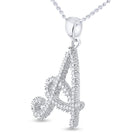 Enchanting 10kt White Gold Diamond Initial Pendant Side view from the 10Kt White Gold Womens Round Diamond Cursive A Letter Pendant 1 6 Cttwpin46903 collection by Splendid Jewellery