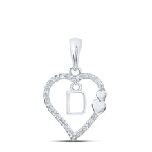 Load image into Gallery viewer, 10kt White Gold Diamond Heart Initial Pendant - Personalized Love Letter Necklace Top view from the 10Kt White Gold Womens Round Diamond D Heart Letter Pendant 1 10 Cttwpin213938 collection by Splendid Jewellery