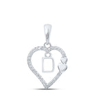 10kt White Gold Diamond Heart Initial Pendant - Personalized Love Letter Necklace Top view from the 10Kt White Gold Womens Round Diamond D Heart Letter Pendant 1 10 Cttwpin213938 collection by Splendid Jewellery