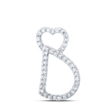 Load image into Gallery viewer, 10kt White Gold Heart-Shaped Diamond Initial Pendant Top view from the 10Kt White Gold Womens Round Diamond D Heart Letter Pendant 1 8 Cttwpin213363 collection by Splendid Jewellery