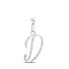 Dazzling Diamond Initial Pendant in 10kt White Gold | Splendid Jewellery Top view from the 10Kt White Gold Womens Round Diamond D Initial Letter Pendant 1 10 Cttwpin216839 collection by Splendid Jewellery