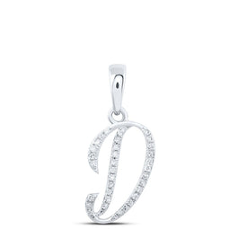 Dazzling Diamond Initial Pendant in 10kt White Gold | Splendid Jewellery Top view from the 10Kt White Gold Womens Round Diamond D Initial Letter Pendant 1 10 Cttwpin216839 collection by Splendid Jewellery