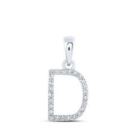 Dazzling Diamond Initial Pendant | 10kt White Gold Womens Round Diamond D Initial Letter Pendant 1/10 Cttw | Splendid Jewellery Top view from the 10Kt White Gold Womens Round Diamond D Initial Letter Pendant 1 10 Cttwpin216181 collection by Splendid Jewellery