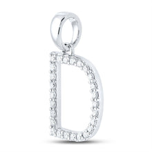Load image into Gallery viewer, Dazzling Diamond Initial Pendant - 10kt White Gold Round Diamond D Initial Letter Pendant 1/4 Cttw Side view from the 10Kt White Gold Womens Round Diamond D Initial Letter Pendant 1 4 Cttwpin289016 collection by Splendid Jewellery