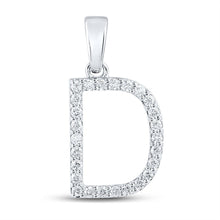 Load image into Gallery viewer, Dazzling Diamond Initial Pendant - 10kt White Gold Round Diamond D Initial Letter Pendant 1/4 Cttw Top view from the 10Kt White Gold Womens Round Diamond D Initial Letter Pendant 1 4 Cttwpin289016 collection by Splendid Jewellery