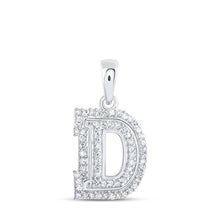 Load image into Gallery viewer, 10kt White Gold Diamond Initial Pendant - Personalized Elegance Top view from the 10Kt White Gold Womens Round Diamond D Initial Letter Pendant 1 5 Cttwpin216085 collection by Splendid Jewellery