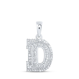 10kt White Gold Diamond Initial Pendant - Personalized Elegance Top view from the 10Kt White Gold Womens Round Diamond D Initial Letter Pendant 1 5 Cttwpin216085 collection by Splendid Jewellery