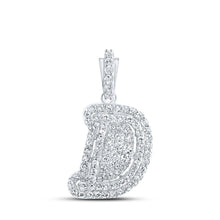 Load image into Gallery viewer, Dazzling Diamond Initial Pendant in 10kt White Gold Top view from the 10Kt White Gold Womens Round Diamond D Initial Letter Pendant 1 5 Cttwpin216502 collection by Splendid Jewellery