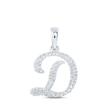 Load image into Gallery viewer, Dazzling Diamond Initial Pendant in 10kt White Gold - Personalized Elegance at its Finest Top view from the 10Kt White Gold Womens Round Diamond D Initial Letter Pendant 1 5 Cttwpin216339 collection by Splendid Jewellery