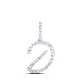 10kt White Gold Diamond Initial Pendant - Personalized Elegance and Sparkling Brilliance Top view from the 10Kt White Gold Womens Round Diamond D Initial Letter Pendant 1 6 Cttwpin219638 collection by Splendid Jewellery