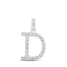 Load image into Gallery viewer, Dazzling Diamond Initial Pendant in 10kt White Gold | Elegant Letter &quot;D&quot; Pendant with Sparkling Diamonds Top view from the 10Kt White Gold Womens Round Diamond D Initial Letter Pendant 1 8 Cttwpin219180 collection by Splendid Jewellery