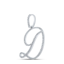 Load image into Gallery viewer, Dazzling Diamond Initial Pendant | 10kt White Gold Womens Round Diamond D Initial Letter Pendant 5/8 Cttw | Splendid Jewellery Side view from the 10Kt White Gold Womens Round Diamond D Initial Letter Pendant 5 8 Cttwpin212662 collection by Splendid Jewellery