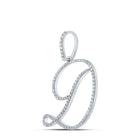 Dazzling Diamond Initial Pendant | 10kt White Gold Womens Round Diamond D Initial Letter Pendant 5/8 Cttw | Splendid Jewellery Side view from the 10Kt White Gold Womens Round Diamond D Initial Letter Pendant 5 8 Cttwpin212662 collection by Splendid Jewellery