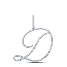 Load image into Gallery viewer, Dazzling Diamond Initial Pendant | 10kt White Gold Womens Round Diamond D Initial Letter Pendant 5/8 Cttw | Splendid Jewellery Top view from the 10Kt White Gold Womens Round Diamond D Initial Letter Pendant 5 8 Cttwpin212662 collection by Splendid Jewellery