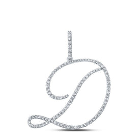 Dazzling Diamond Initial Pendant | 10kt White Gold Womens Round Diamond D Initial Letter Pendant 5/8 Cttw | Splendid Jewellery Top view from the 10Kt White Gold Womens Round Diamond D Initial Letter Pendant 5 8 Cttwpin212662 collection by Splendid Jewellery