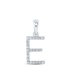 Elegant Diamond Initial Necklace in 10kt White Gold Top view from the 10Kt White Gold Womens Round Diamond E Initial Letter Pendant 1 10 Cttwpin216186 collection by Splendid Jewellery