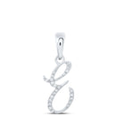 Elegant Elegance: 10kt White Gold Diamond Initial Pendant Top view from the 10Kt White Gold Womens Round Diamond E Initial Letter Pendant 1 12 Cttwpin216892 collection by Splendid Jewellery