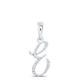 Elegant Elegance: 10kt White Gold Diamond Initial Pendant Top view from the 10Kt White Gold Womens Round Diamond E Initial Letter Pendant 1 12 Cttwpin216892 collection by Splendid Jewellery