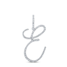 Load image into Gallery viewer, Enchanting Diamond E Initial Pendant: 10kt White Gold Womens Round Diamond Letter Pendant 1/2 Cttw Top view from the 10Kt White Gold Womens Round Diamond E Initial Letter Pendant 1 2 Cttwpin212664 collection by Splendid Jewellery