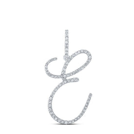 Enchanting Diamond E Initial Pendant: 10kt White Gold Womens Round Diamond Letter Pendant 1/2 Cttw Top view from the 10Kt White Gold Womens Round Diamond E Initial Letter Pendant 1 2 Cttwpin212664 collection by Splendid Jewellery