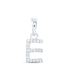 Elegant Elegance: 10kt White Gold Diamond Initial Pendant Top view from the 10Kt White Gold Womens Round Diamond E Initial Letter Pendant 1 20 Cttwpin216998 collection by Splendid Jewellery