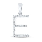 Elegant White Gold Diamond Initial Pendant Top view from the 10Kt White Gold Womens Round Diamond Initial E Letter Pendant 1 4 Cttwpin289035 collection by Splendid Jewellery