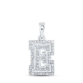 Elegant Diamond Monogram Pendant | 10kt White Gold Womens Round Diamond E Initial Letter Pendant 1/5 Cttw | Splendid Jewellery Top view from the 10Kt White Gold Womens Round Diamond E Initial Letter Pendant 1 5 Cttwpin216081 collection by Splendid Jewellery