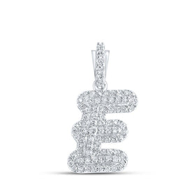Ethereal Elegance Diamond Initial Pendant Top view from the 10Kt White Gold Womens Round Diamond E Initial Letter Pendant 1 5 Cttwpin216507 collection by Splendid Jewellery