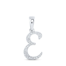 Elegant Diamond E Initial Pendant in 10kt White Gold Top view from the 10Kt White Gold Womens Round Diamond E Initial Letter Pendant 1 8 Cttwpin216392 collection by Splendid Jewellery
