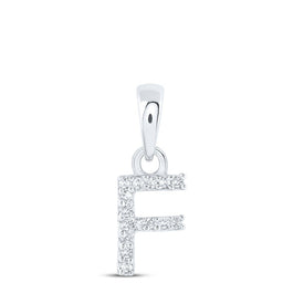 White Gold Diamond Initial Pendant - Personalized Letter Necklace with Sparkling Brilliance Top view from the 10Kt White Gold Womens Round Diamond F Initial Letter Pendant 03 Cttwpin216999 collection by Splendid Jewellery