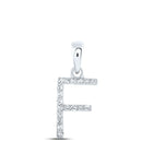 Fleeting Elegance: 10kt White Gold Diamond F Initial Pendant Top view from the 10Kt White Gold Womens Round Diamond F Initial Letter Pendant 1 12 Cttwpin216117 collection by Splendid Jewellery